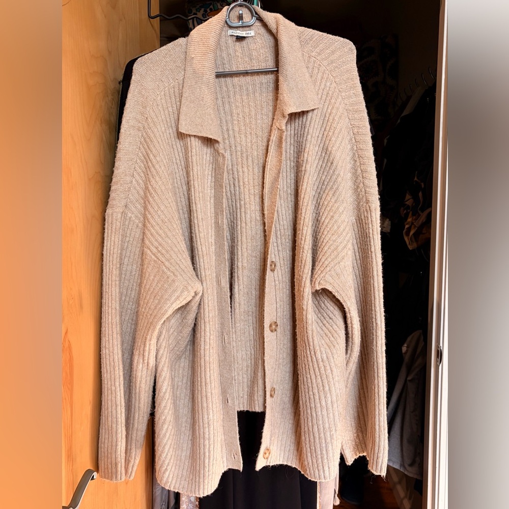 American Eagle Outfitters Beige Cardigan Sweater